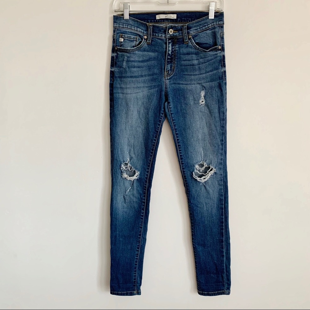 Kancan Skinny Distressed Mid Rise Jeans Sz 7/27